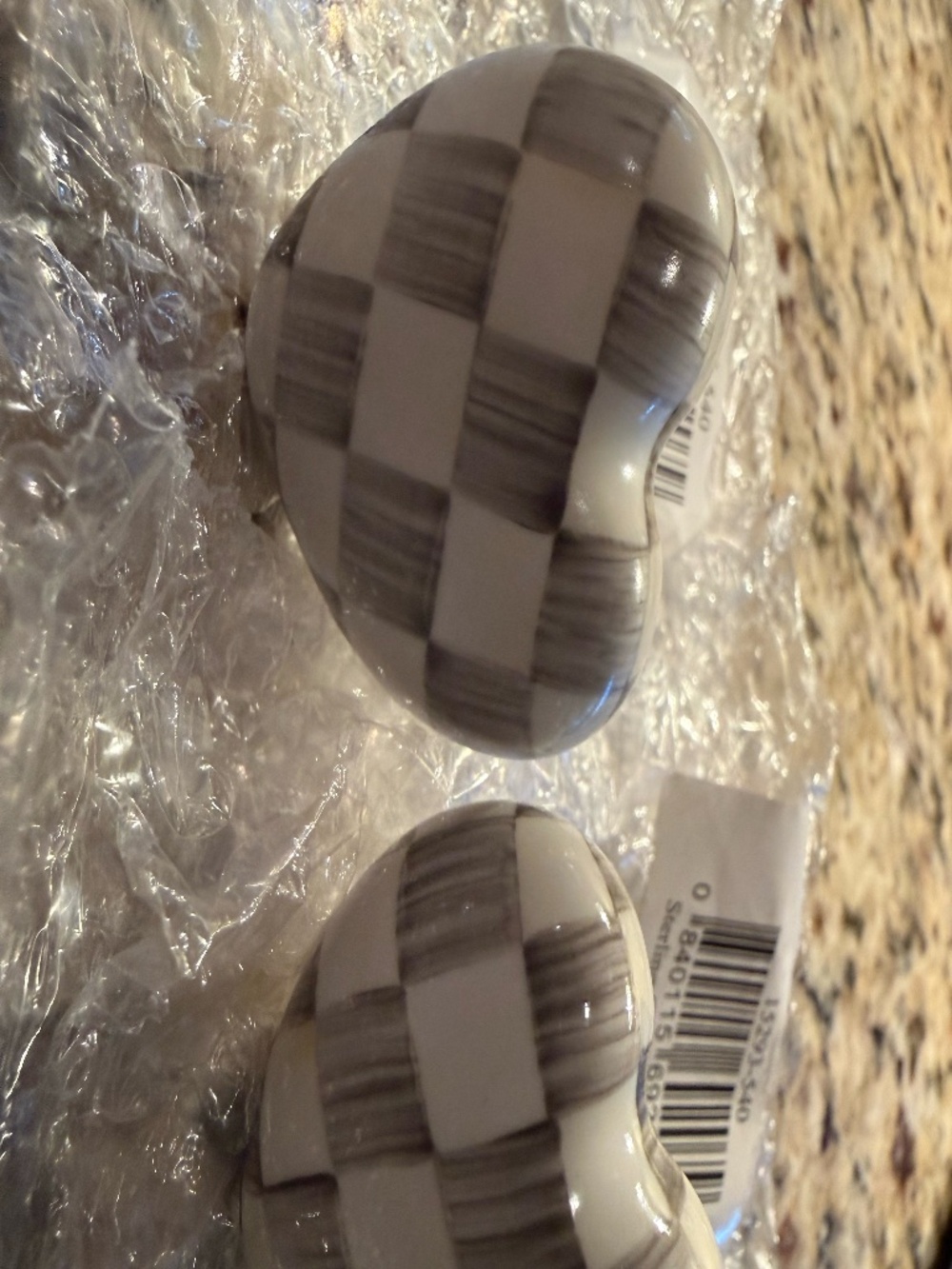 MacKenzie - Childs Sterling Check Heart Knobs - Picture 4 of 8